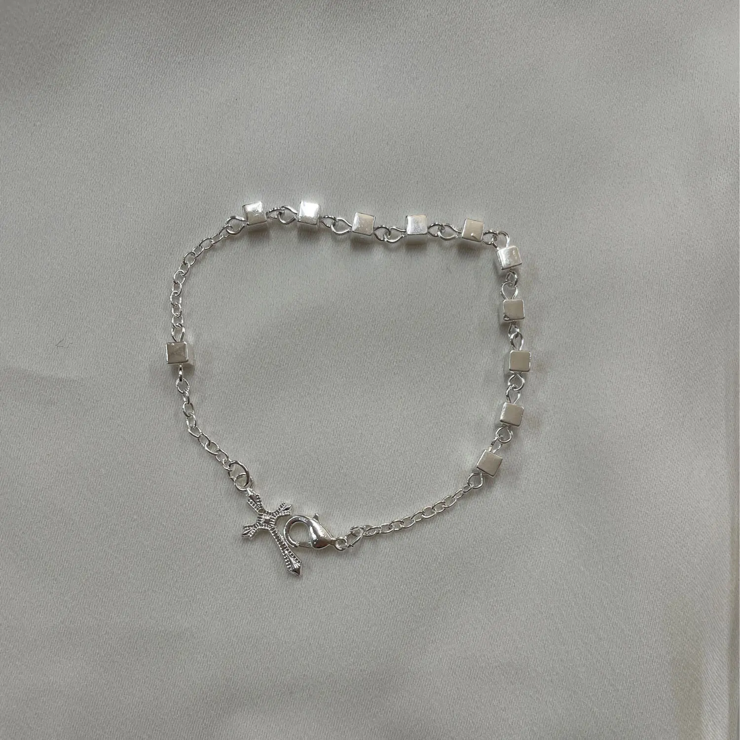 Bracciale Argentato A Cubetti