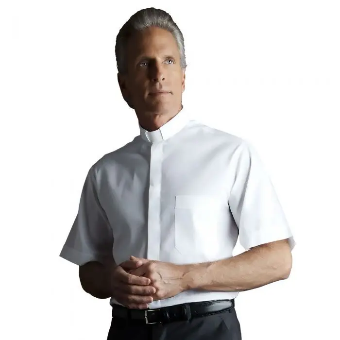 Camicia Da Sacerdote Clergy In Misto Cotone Mezza Manica