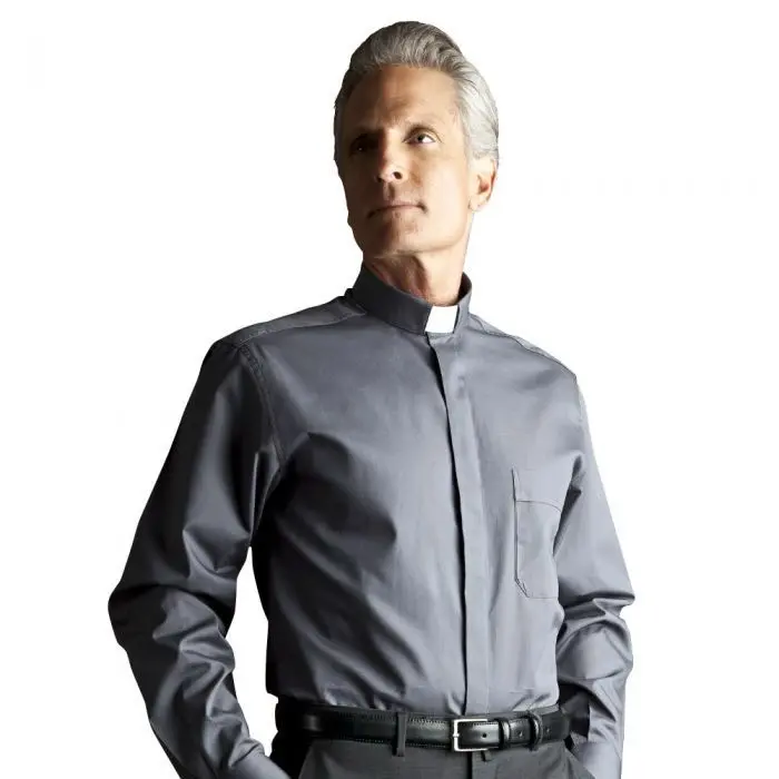 Camicia Da Sacerdote In Misto Cotone Manica Lunga Clergy