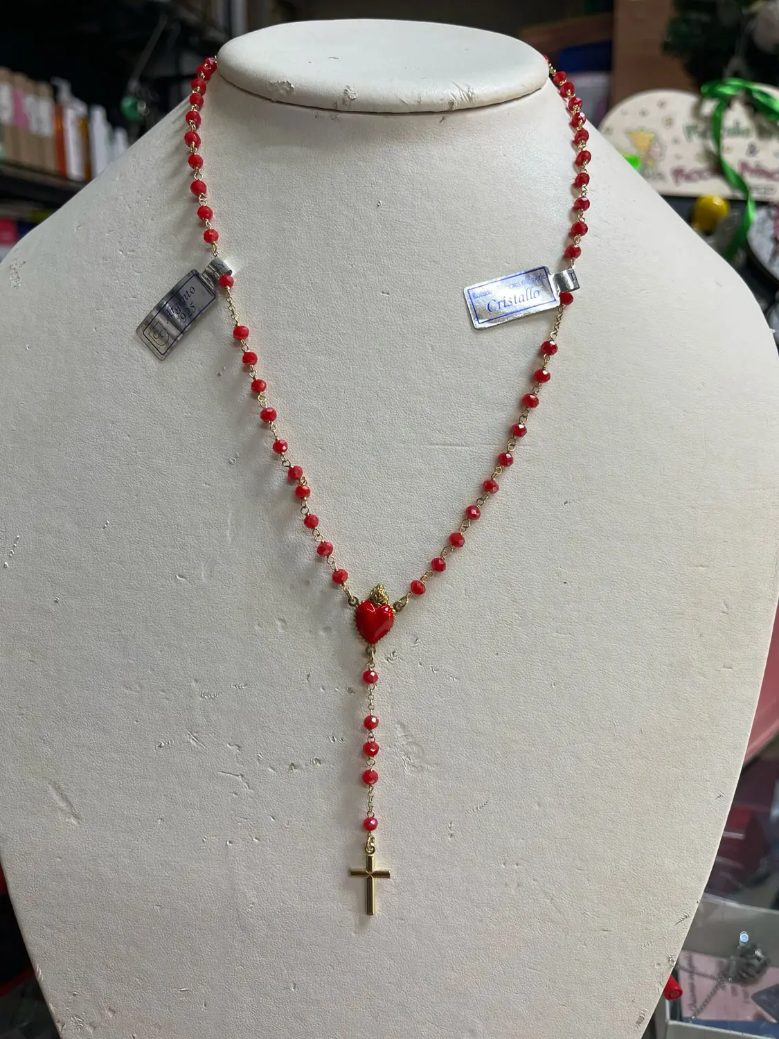 Rosario Da Collo In Argento E Cristallo